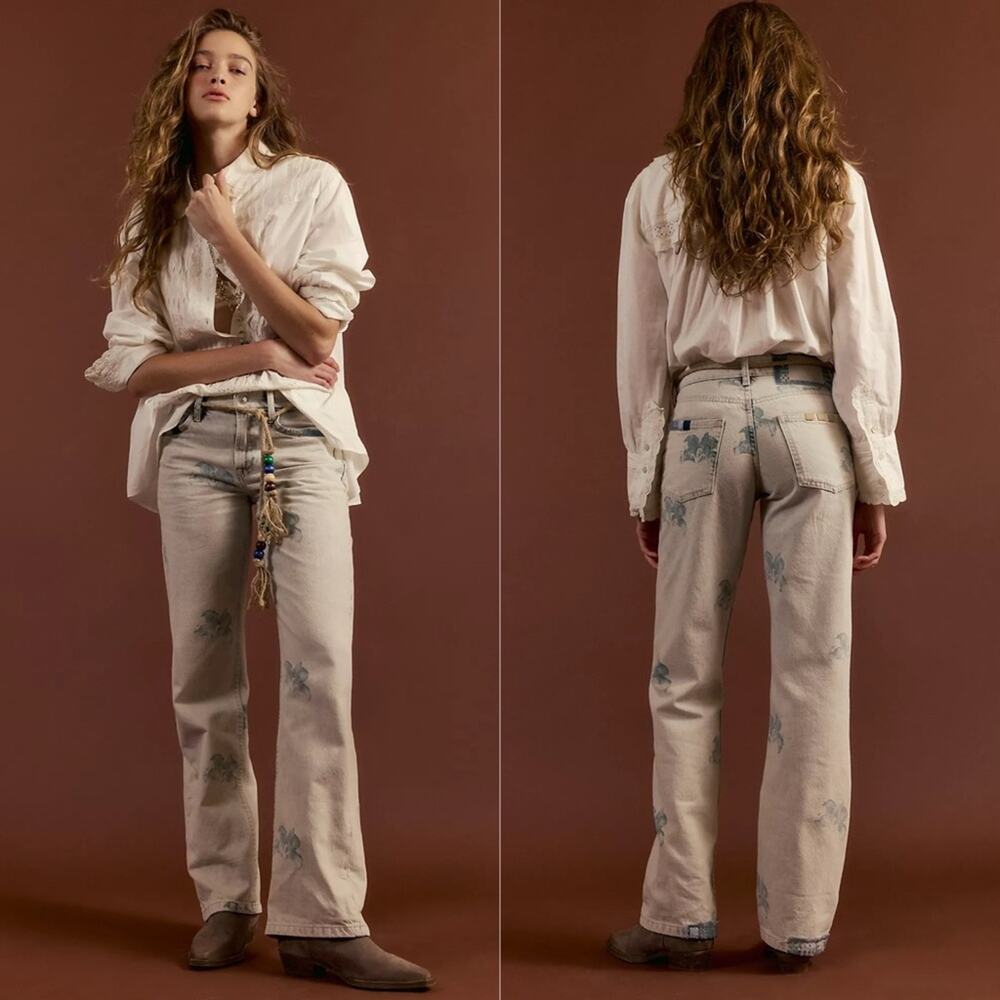 We The Free Geranium Slouchy Straight Jeans Patchwork Fields Fog